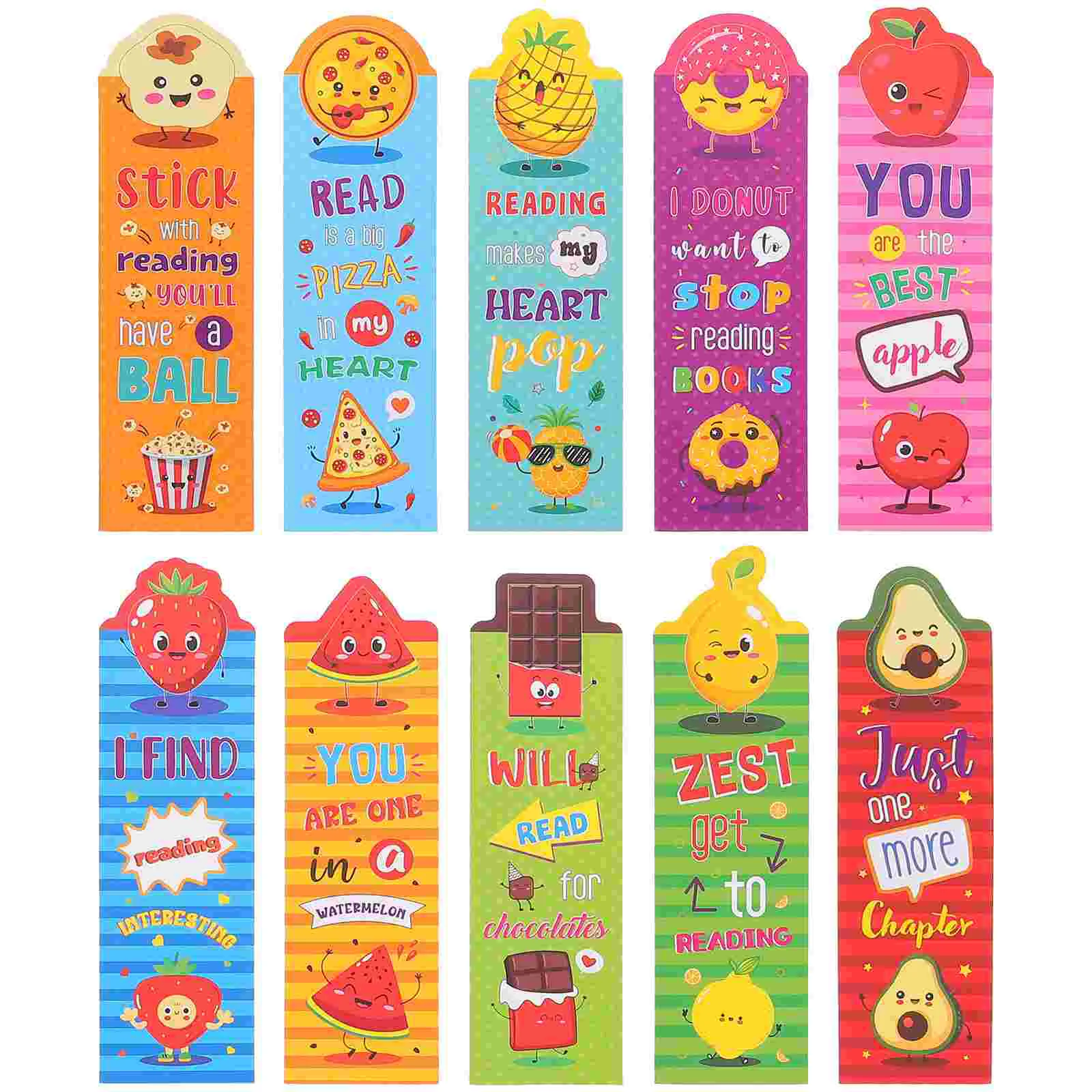 

30 Pcs Bookmarks for Kids Children's Markers Reading Food Cartoon 8-12 Happy Birthday Classroom Gifts