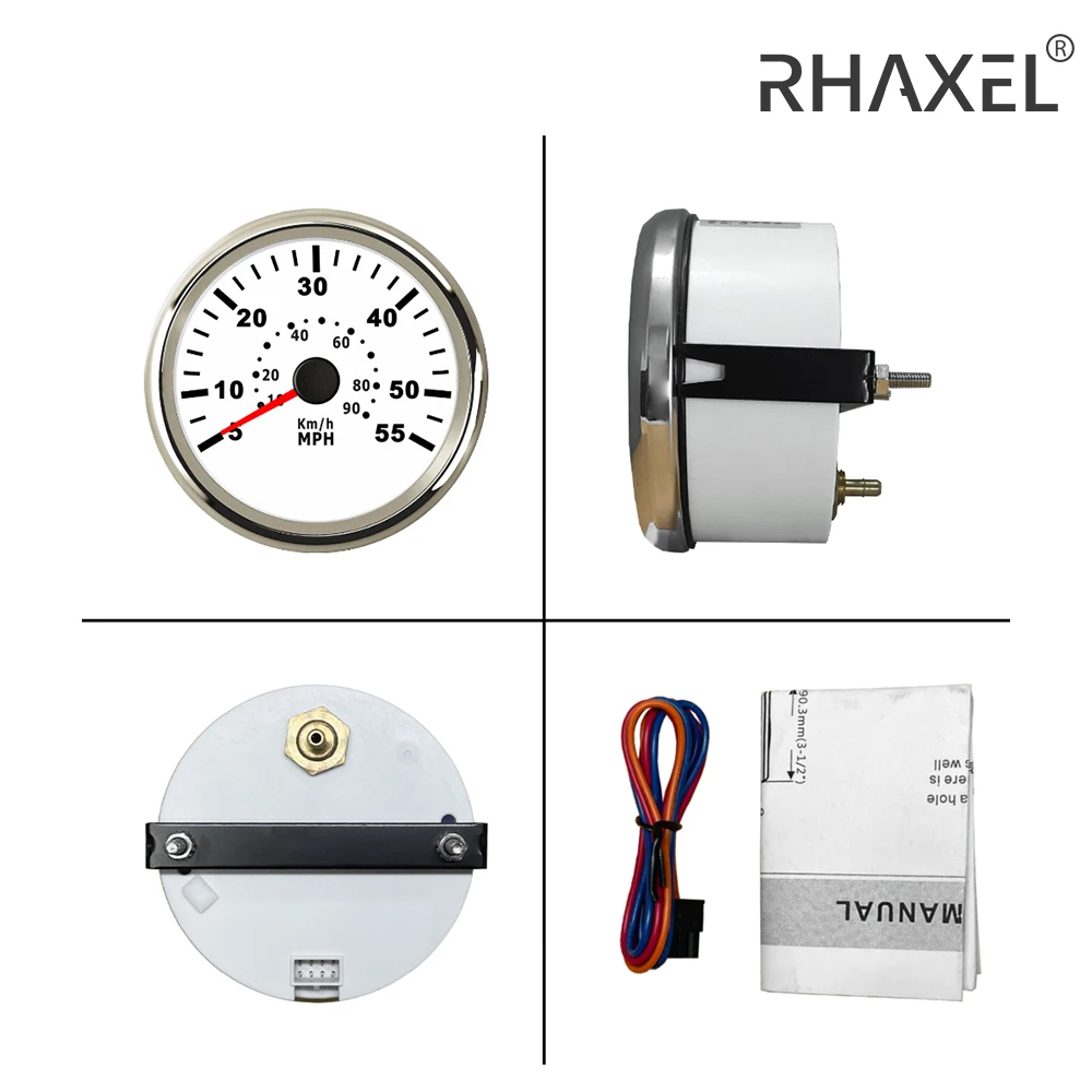 RHAXEL 보트 요트 속도계 피토 튜브 압력 신호 속도 계량기 게이지, 85mm, 0-65MPH, 0-100 KM/H 9-32V