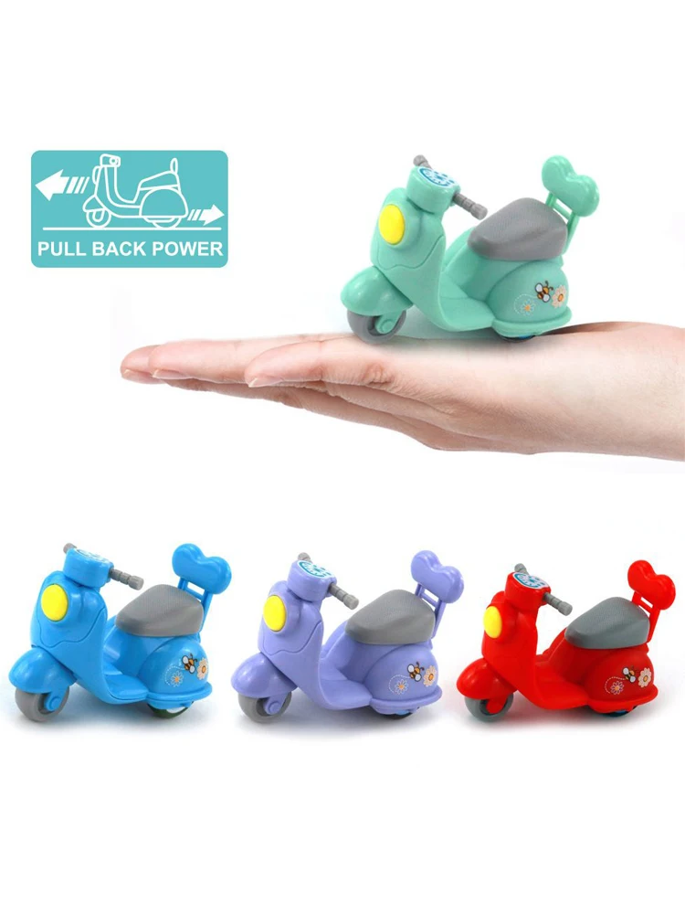 Berry Color Motorcycle 1/12 Cartoon Q Pull Back Car Forest Family Dollhouse Miniature Furniture Playhouse For Girl Toy Gifts 3