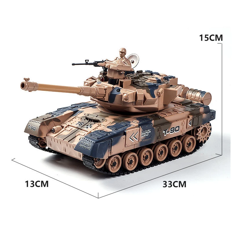 Rc Tank Shoot Bullet 300° Rotation Turret Electronic Remote Control Tank With Sound LED Up and Down Gun Barrel Kid Birthday Gift 6