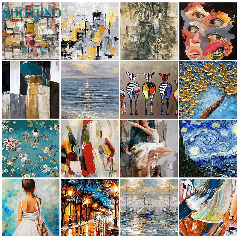 SDOYUNO Frame DIY Painting By Numbers Abstract Acrylic Paint By Numbers