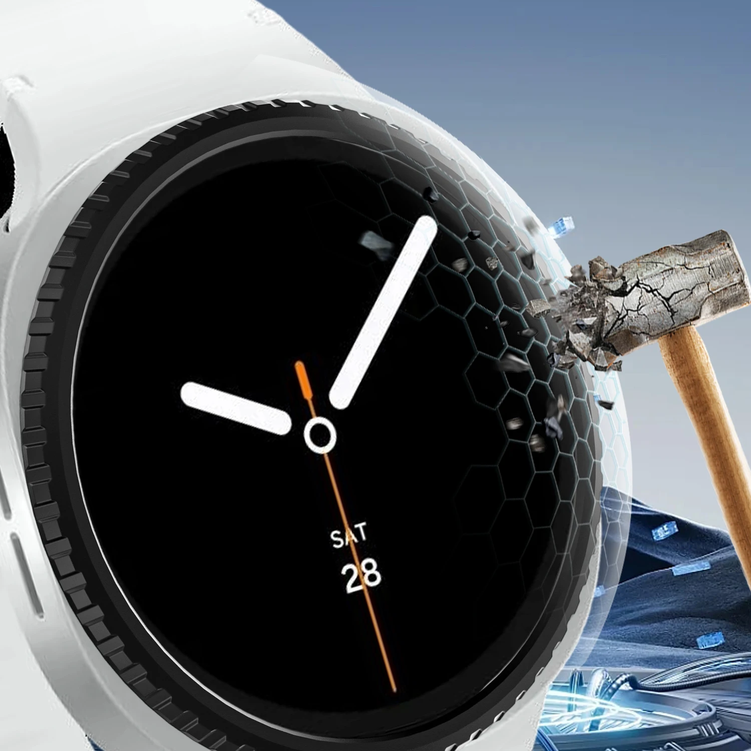 삼성 갤럭시 워치 8 클래식 46mm 메탈 베젤 스테인리스 스틸 베젤 HD 강화유리 스크린 보호필름 (워치 8 클래)