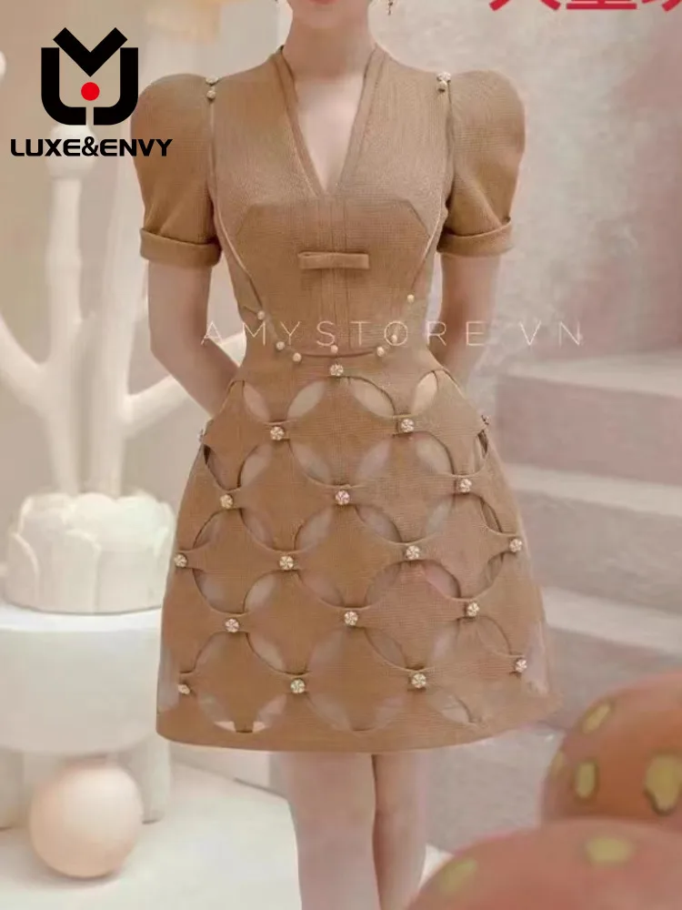 

Роскошное дизайнерское новое платье цвета хаки в стиле пэчворк, женское праздничное платье с зауженной талией и бриллиантами