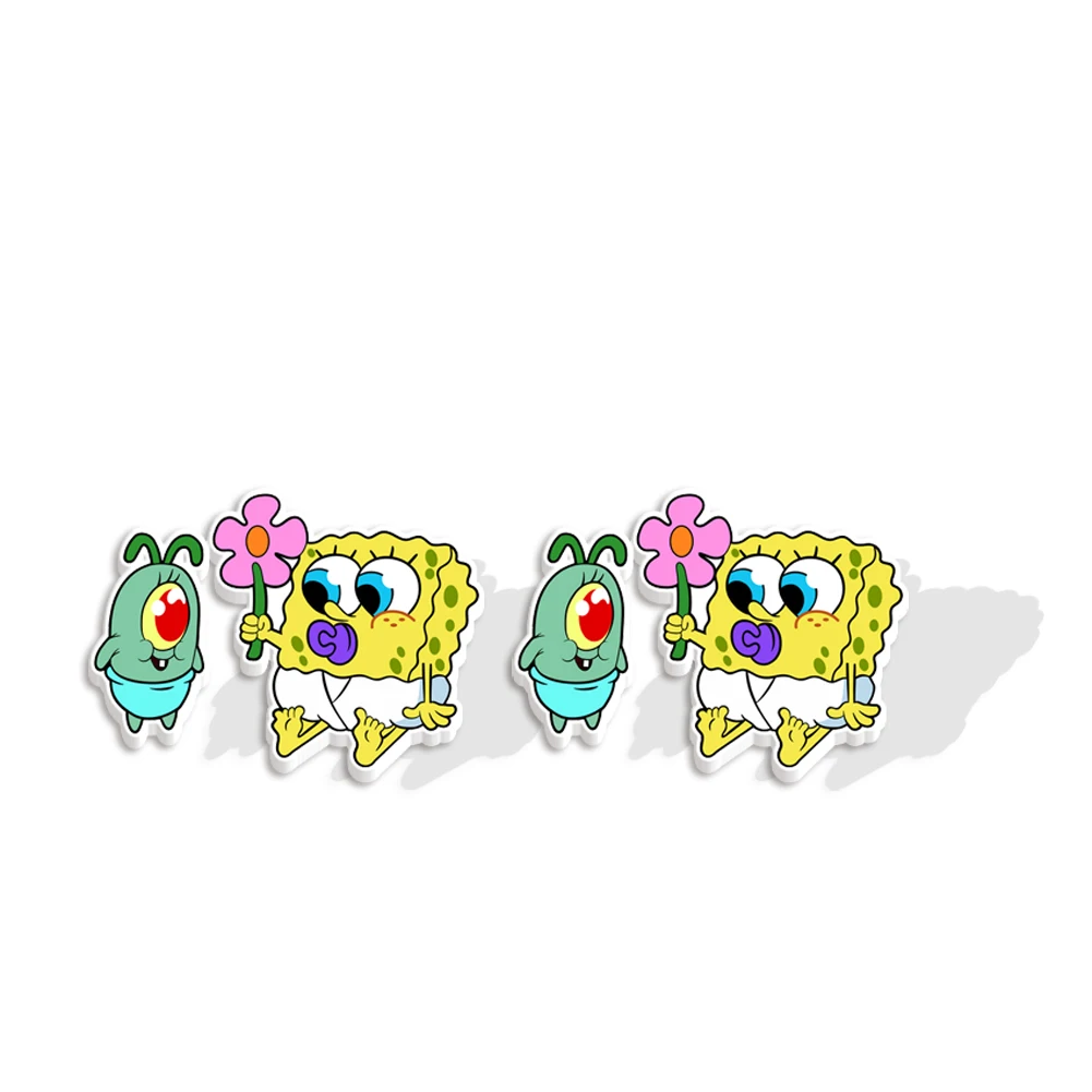 Wholesale Classical Anime Characters Spongebob Prints Epoxy Stud Earrings Handcraft Acrylic Resin Earrings 5