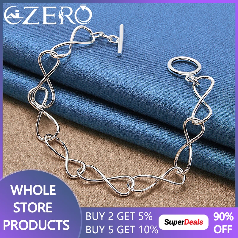 

ALIZERO 925 серебро волнистые цепи браслет для женщин Свадебная помолвка искусственные модные подвески ювелирные изделия в подарок