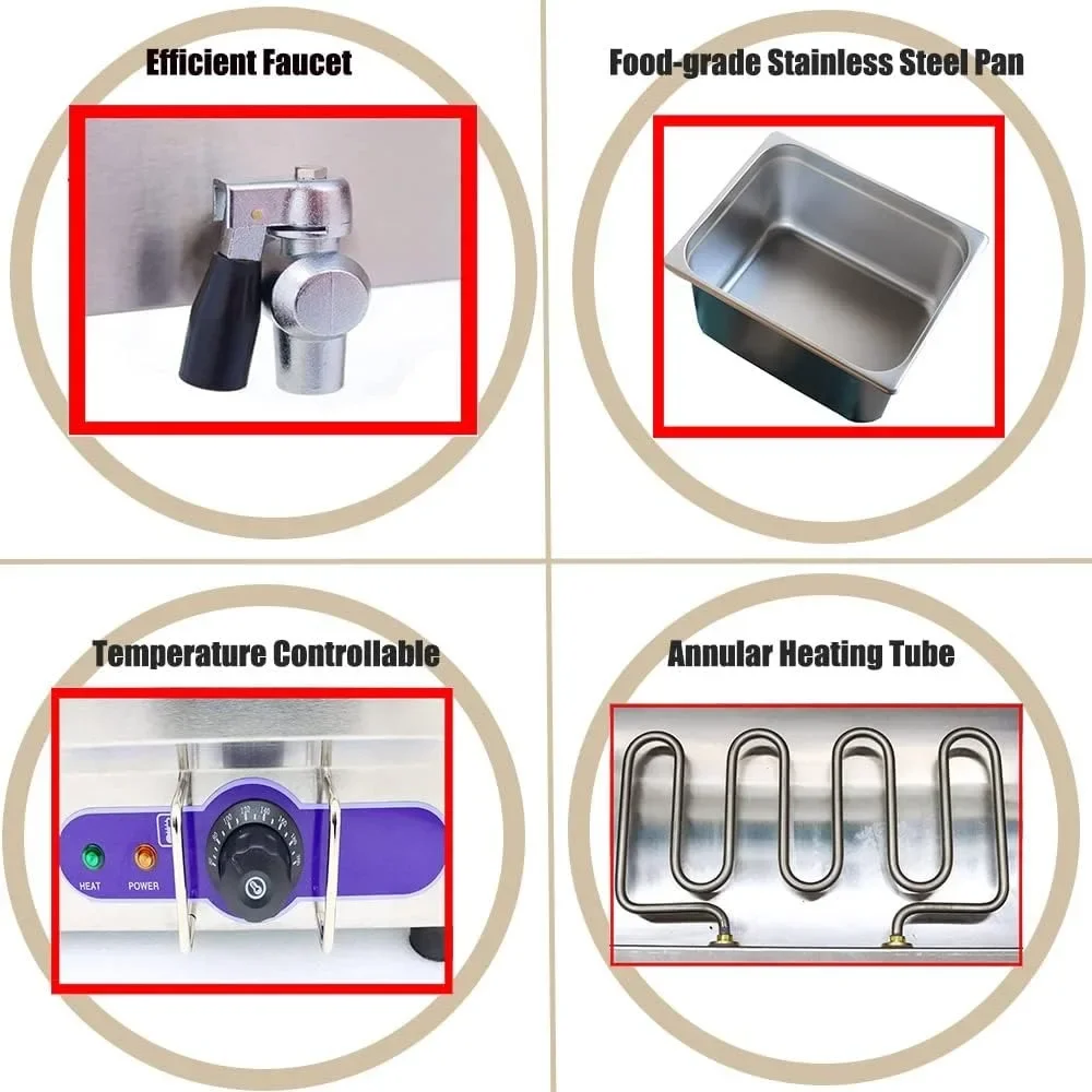 Heater Stainless Steel 110V 1500W 1/6 GN x4+1/3GN x