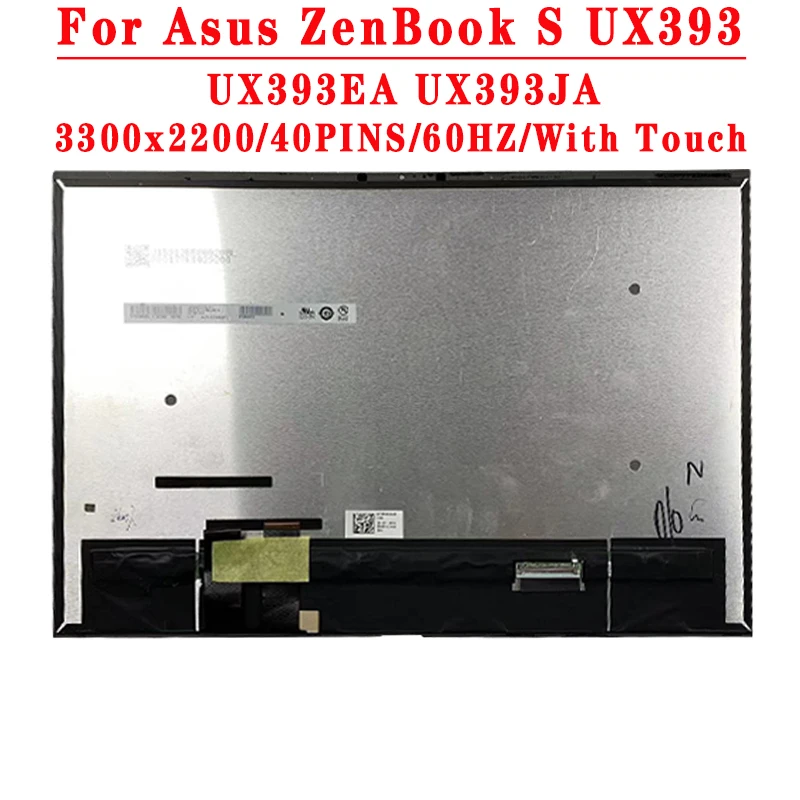 

ЖК-экран в сборе для ноутбука Asus ZenBook S UX393 UX393EA UX393JA с сенсорным экраном 13,9 дюйма 3300x2200 40PIN B139KAN01.0