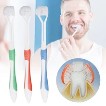 

1Pc 3 Sided Silicone Toothbrush for Complete Teeth Cleansing Replaceable Brush Head Tooth Whitening Brush for Adults