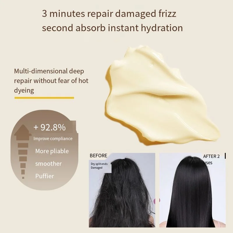 1KG and 250g Scalp Care Caviar Hair Mask, No Steaming Conditioner Pouring Film Repair Dry Frizzy Hair Mask