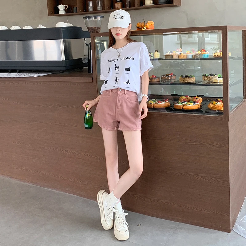 

2024 summer new high-waisted denim shorts female loose design sense niche retro wide leg a word hot trousers thin section