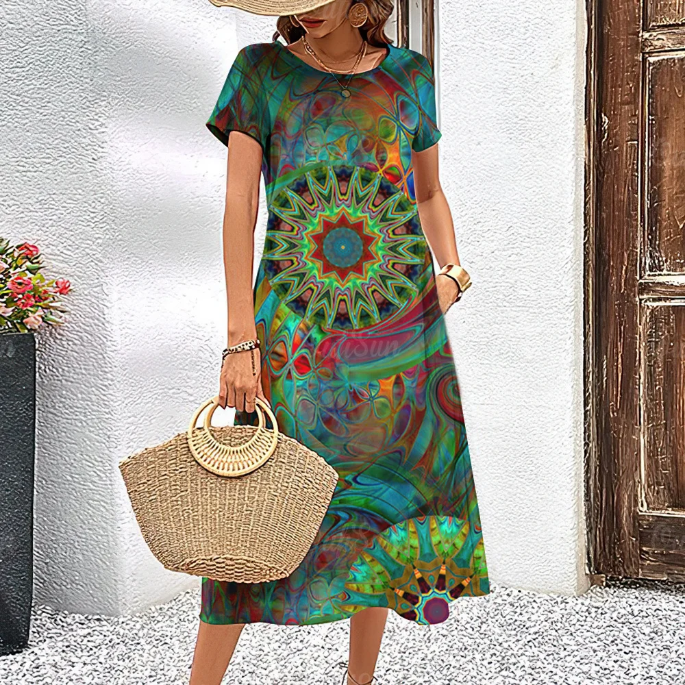 Sfed24775ac8141028e950fb62a30689bZ Summer Women's Dresses Ethnic Fashion Short Dresses Short Sleeve Holiday Elegant Pretty Ladies Dresses Casual 3d Printed Clothing Mallzona