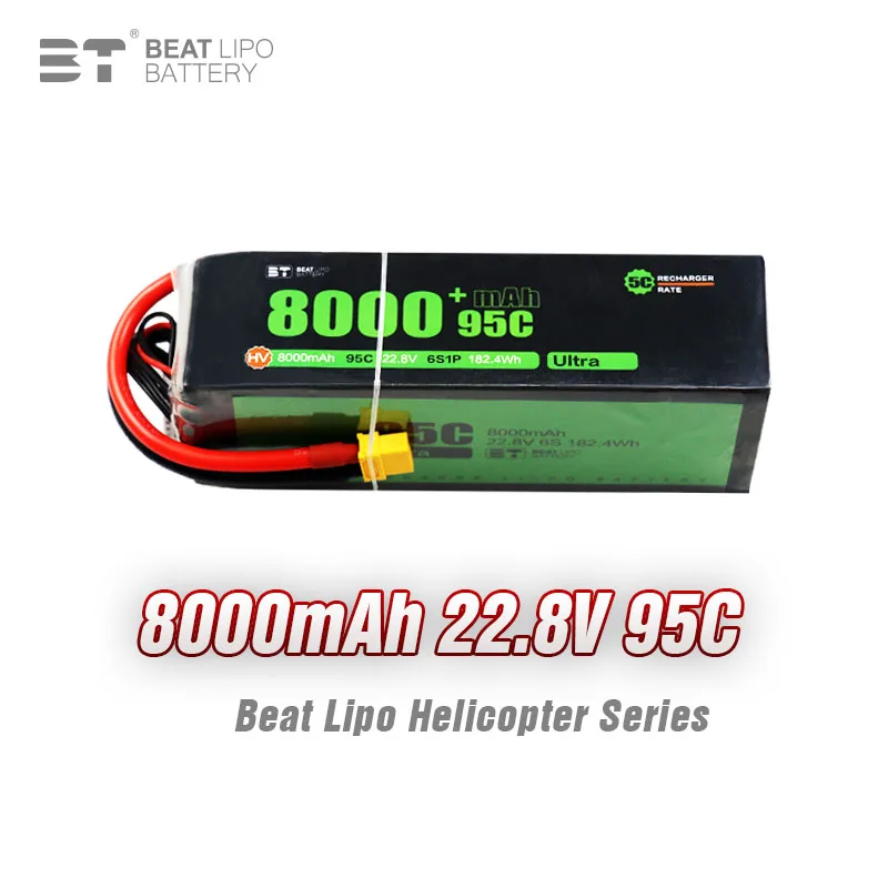 Batterie LiPo 6S 22.8V 8000mAh 95C pour Voiture RC - XT60/XT30