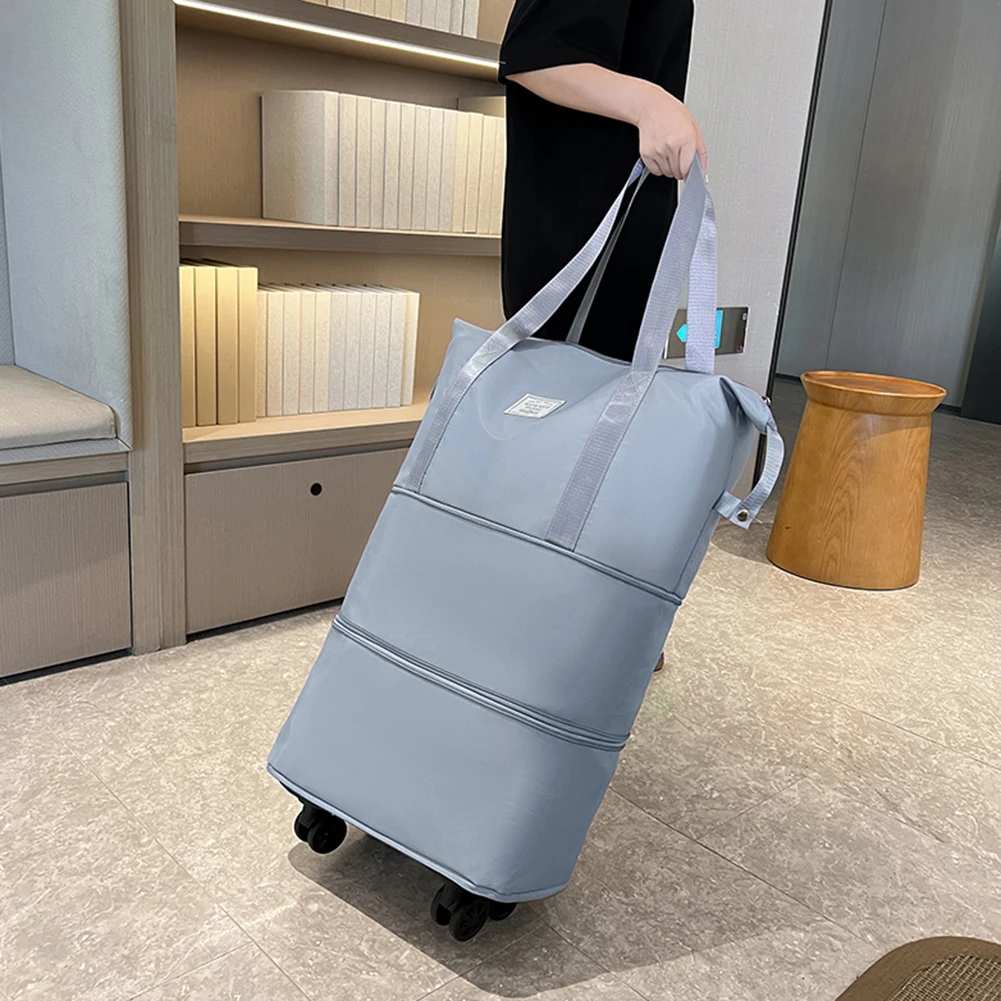 Folding Luggage Bags Expandable Rolling Duffle Pack with Wheel Large Capacity Oxford Clot Dry-Wet Separation Business Trip