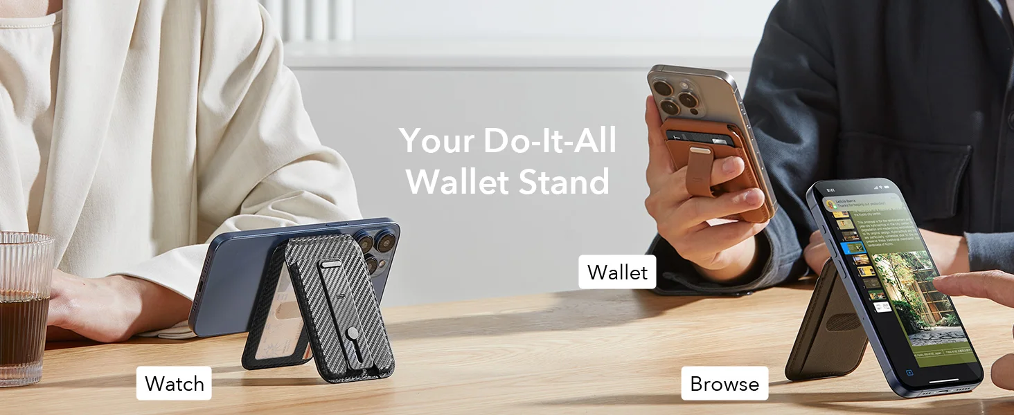 Soporte ajustable del Grip Wallet Stand ESR en retrato