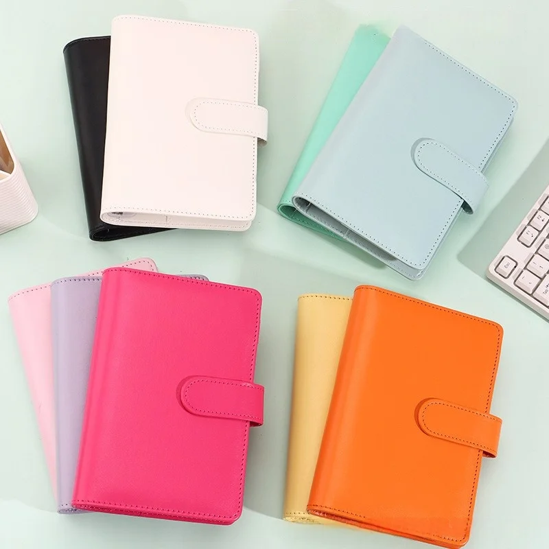 Vibrant Macaron Color Leather 6-Ring Binder Notebook Cover
