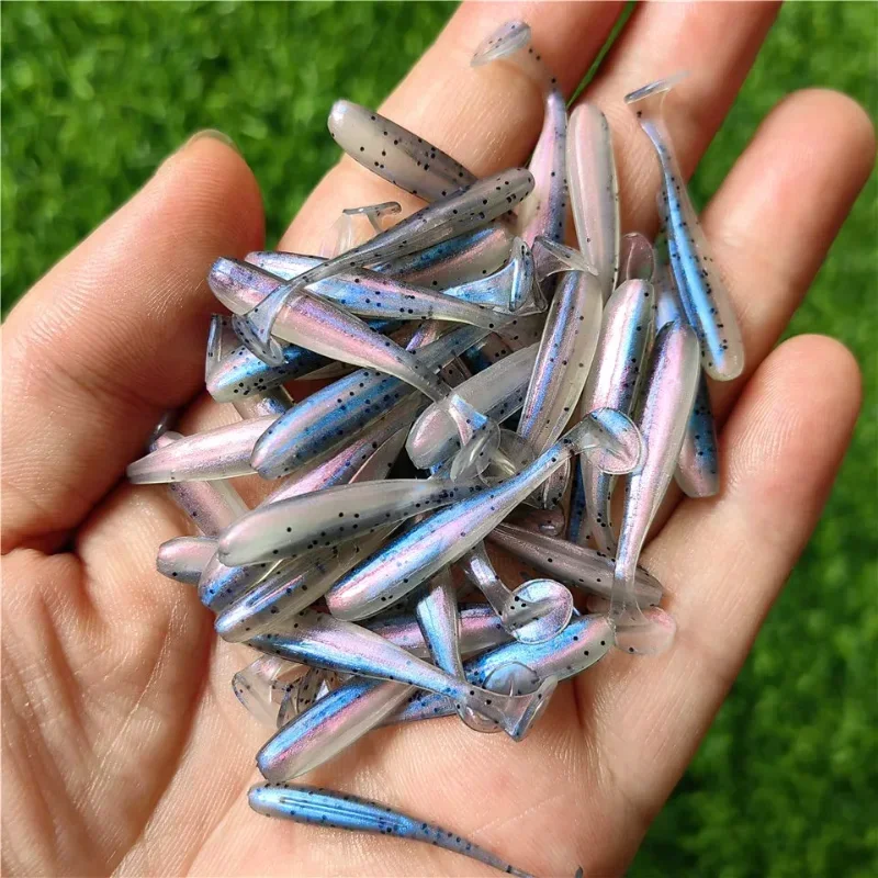 

Micro Soft Fishing Lures 1.8g/65mm 10PCS T-tail Worm Lure Small Artificial Bait Jig Wobblers Bass Pike Fishing Tackle