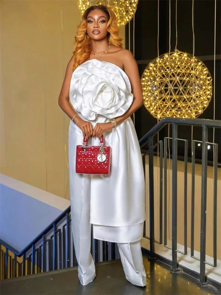 Wmstar Tops Wholesale Summer New Arrivals Cross Border Design Flower and Ribbon Sexy Backless Zipper Strapless Only Top Clothes