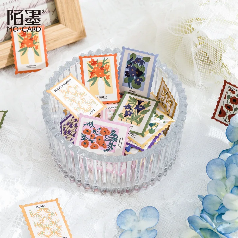 45 Pz/pacco Timbro Stile Fiori Adesivi Set Per Ufficiale Planner Fai Da Te Artigianato Scrapbooking Abbellimento Diario - immagine 3