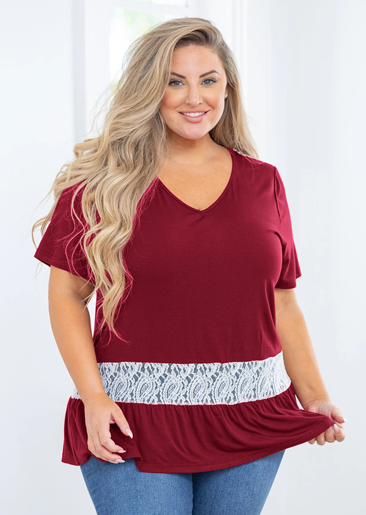 showmall-women’s-plus-size-t-shirt-short-sleeves-top-v-neck-tunics-casual-loose-fit-basics-for-women