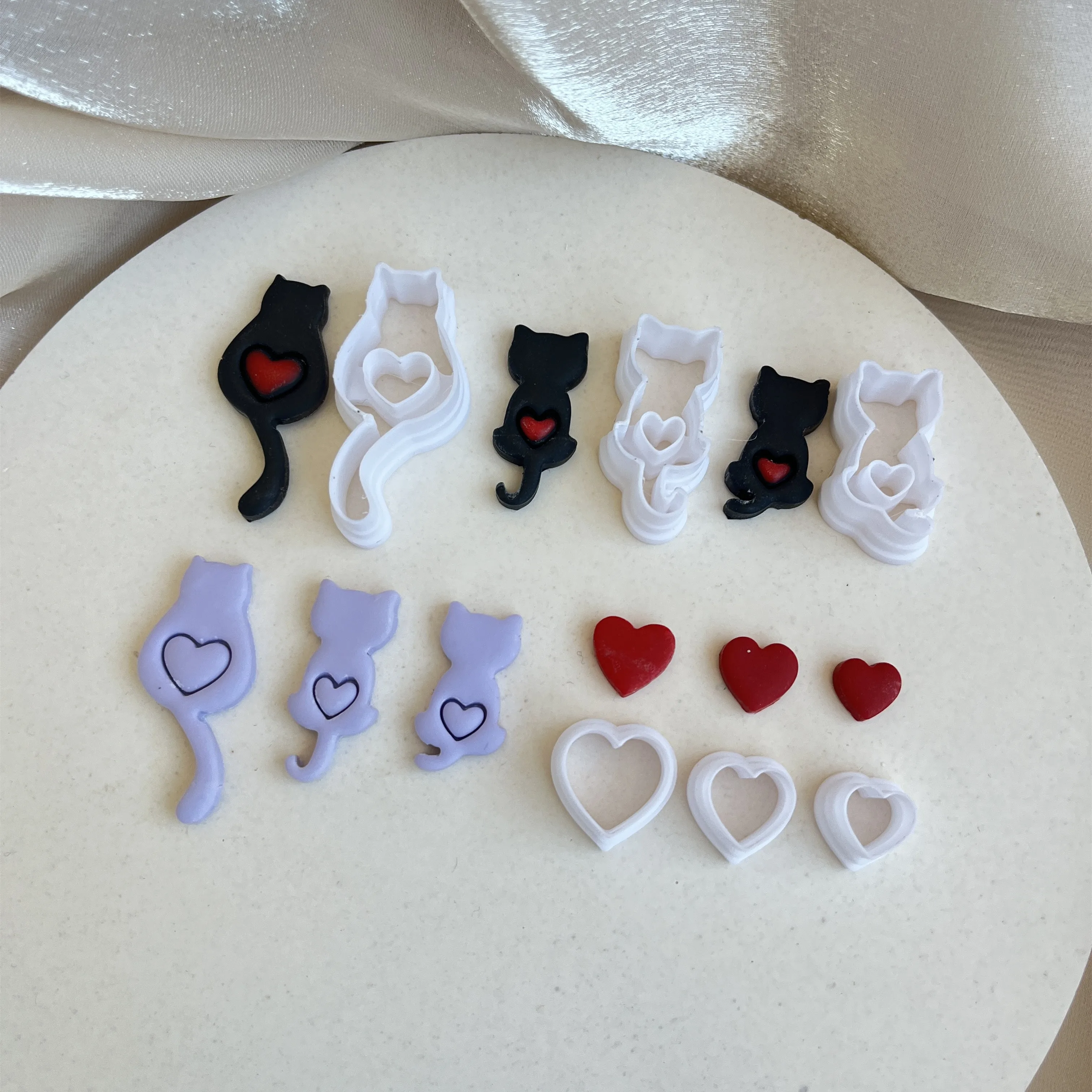 Valentine's Day Kitten Heart Series Heart-shaped Polymer Clay DIY Cutter For Earrings Jewelry Pendant Making polymer clay cutter