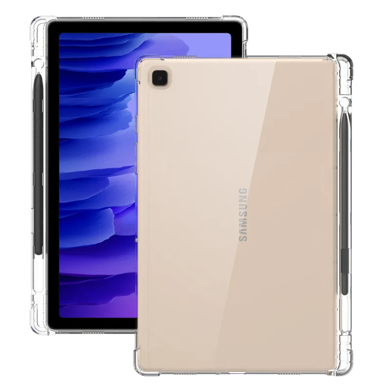Capa de Silicone Tpu para Samsung Galaxy Tab S7fe a7 Lite s6 a8 Anti-queda com Bandeja de Caneta para T730 T735 s7 Mais T970 T975