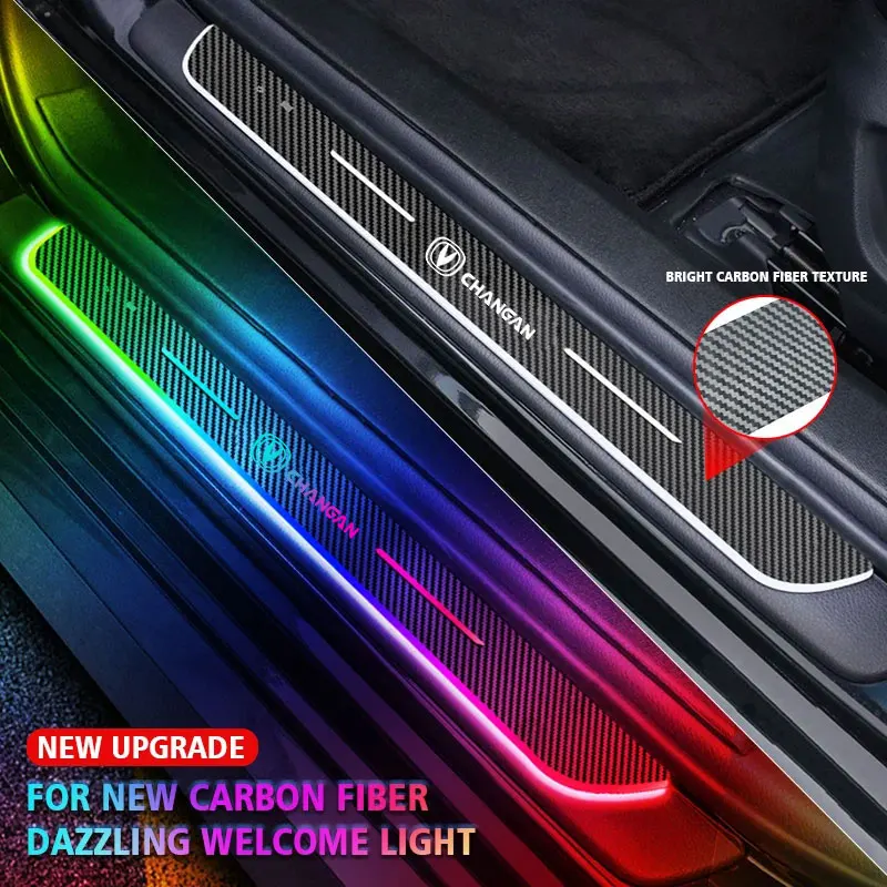 

Автомобильная эколампа из углеродного волокна, экородная лампа, приветственная педаль, накладная педаль, индивидуальный логотип для автомобильных аксессуаров Changan
