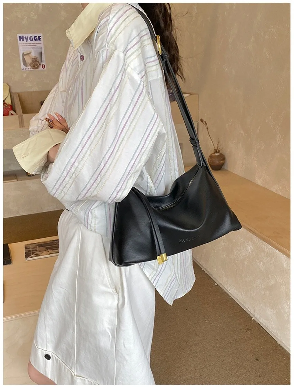 Trendige PU-Leder Damen Umhängetasche Lässige Große Kapazität Dumpling-Tasche Retro Vielseitige Unterarmtasche für den Täglichen Gebrauch – Detail 6
