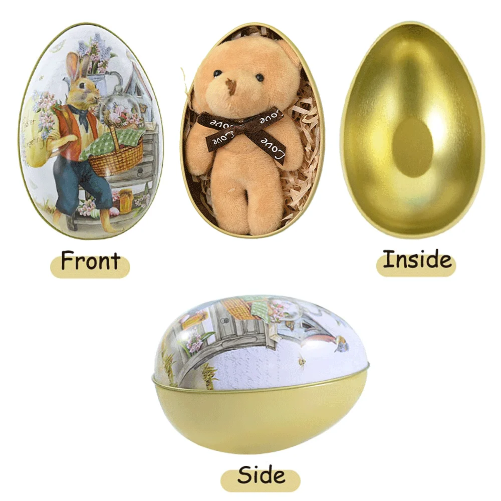 Metall-Osterei-Blechdose Hasen-Süßigkeiten-Verpackungsbehälter Party-Gastgeschenke Dekorative Kaninchen-Dose Festliche Geschenkboxen Frühlings-Zubehör – Detail 3