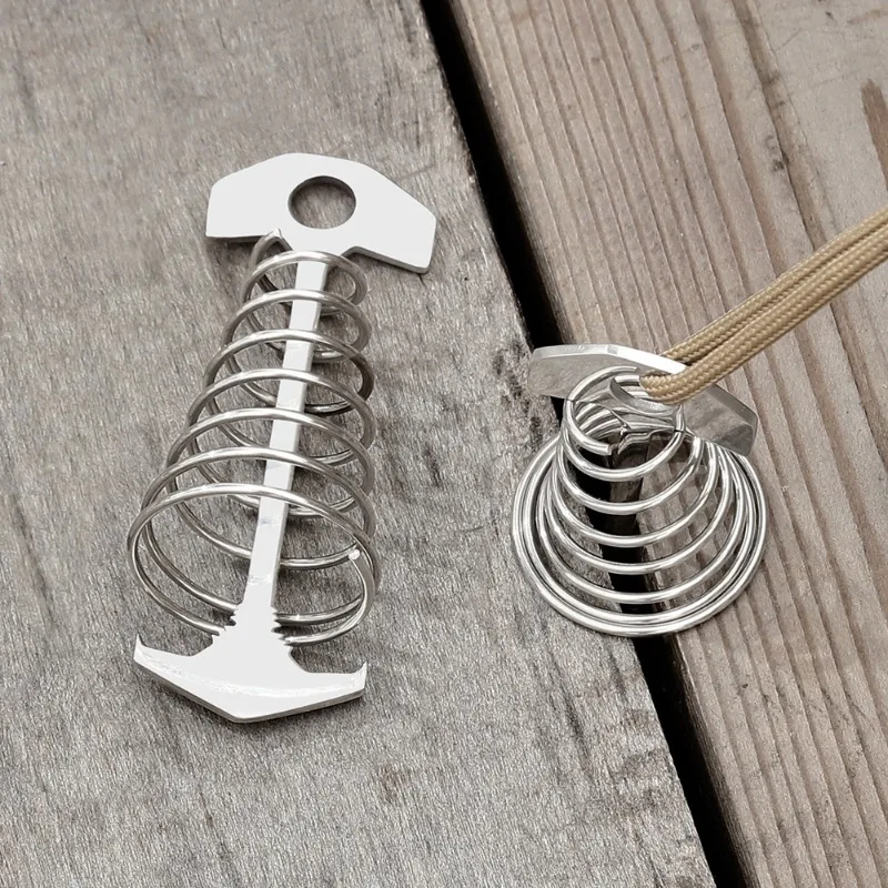 Outdoor Camping Tent Deck Nails Anti-trip Tent Fishbone Floor Nails Spring Buckle Stainless Steel Wind Rope Buckle camping tent accessories camping tent fasteners