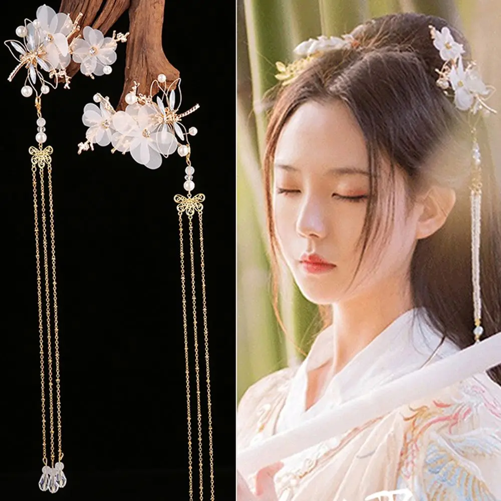 

Wedding Elegant Traditional Dragonfly HANFU Chinese Hair Clips Hairpin Headwear Tassel