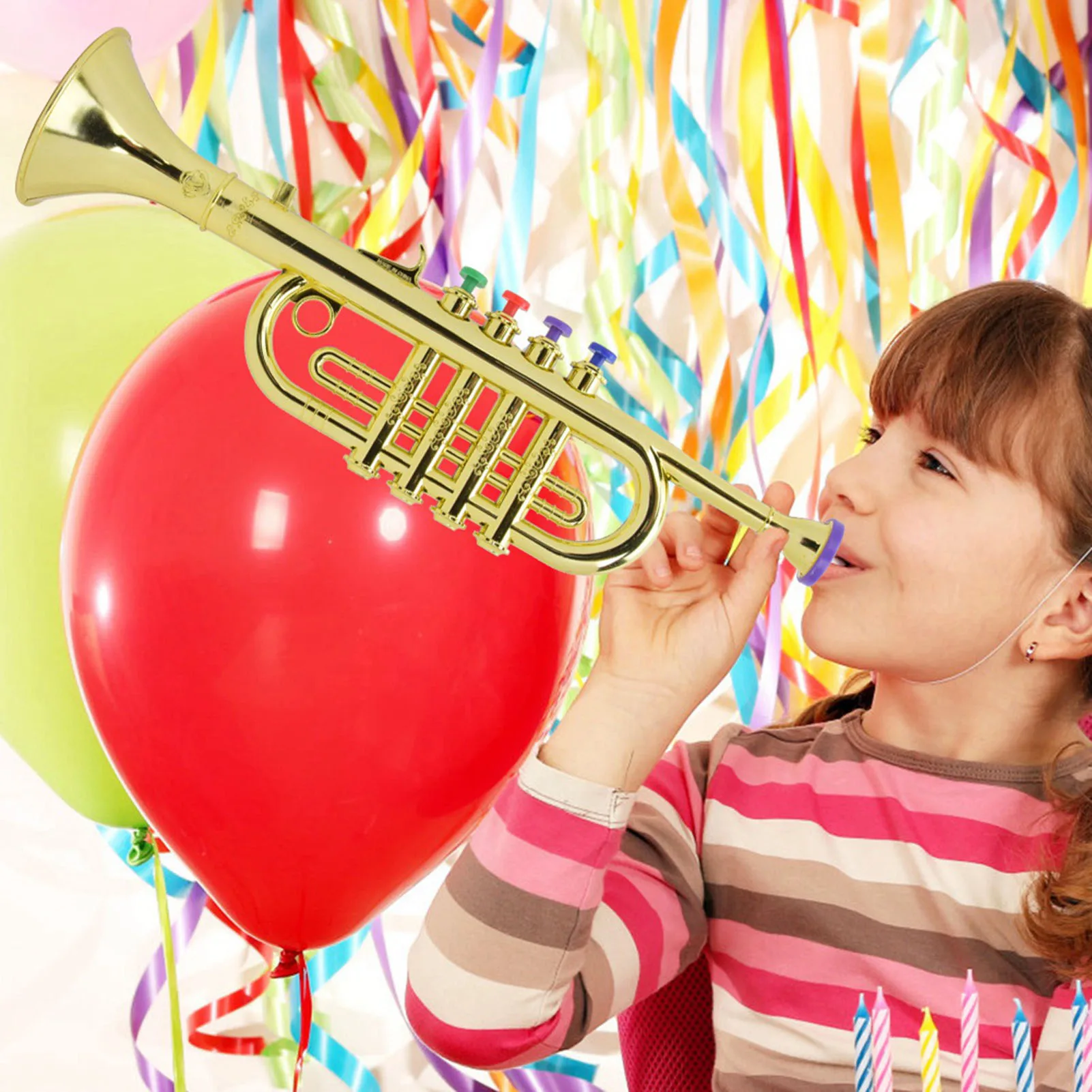 Kid Trumpet Golden Coated Plastic Children Preschool Music Toy Gift Wind Instrument