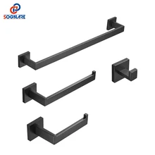 

Black Bathroom Hardware Set Bathroom Accessories Robe Hook Towel Rail Bar Rack Bar Shelf Tissue Paper Holder Toothbrush Holder