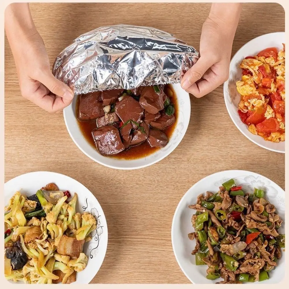 10Pcs Reusable Aluminum Foil Bowl Cover Food Grade Refrigerator Accessories Saran Wrap Fresh-keeping Plastic Bag Universal