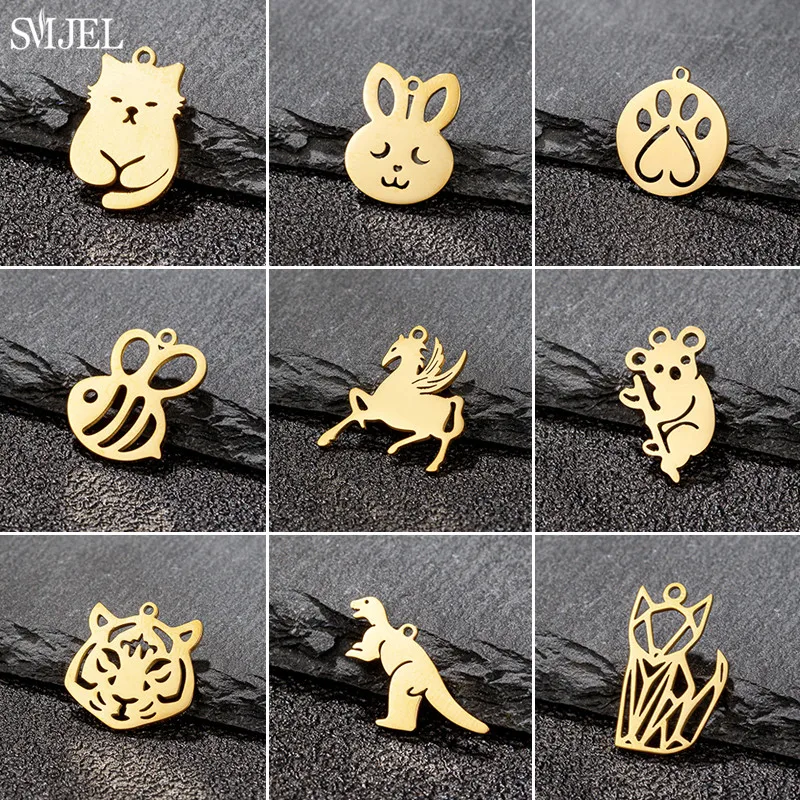 HOBBIESAY 20 Pcs 201 Breloques En Acier Inoxydable 16x12 Mm Breloques