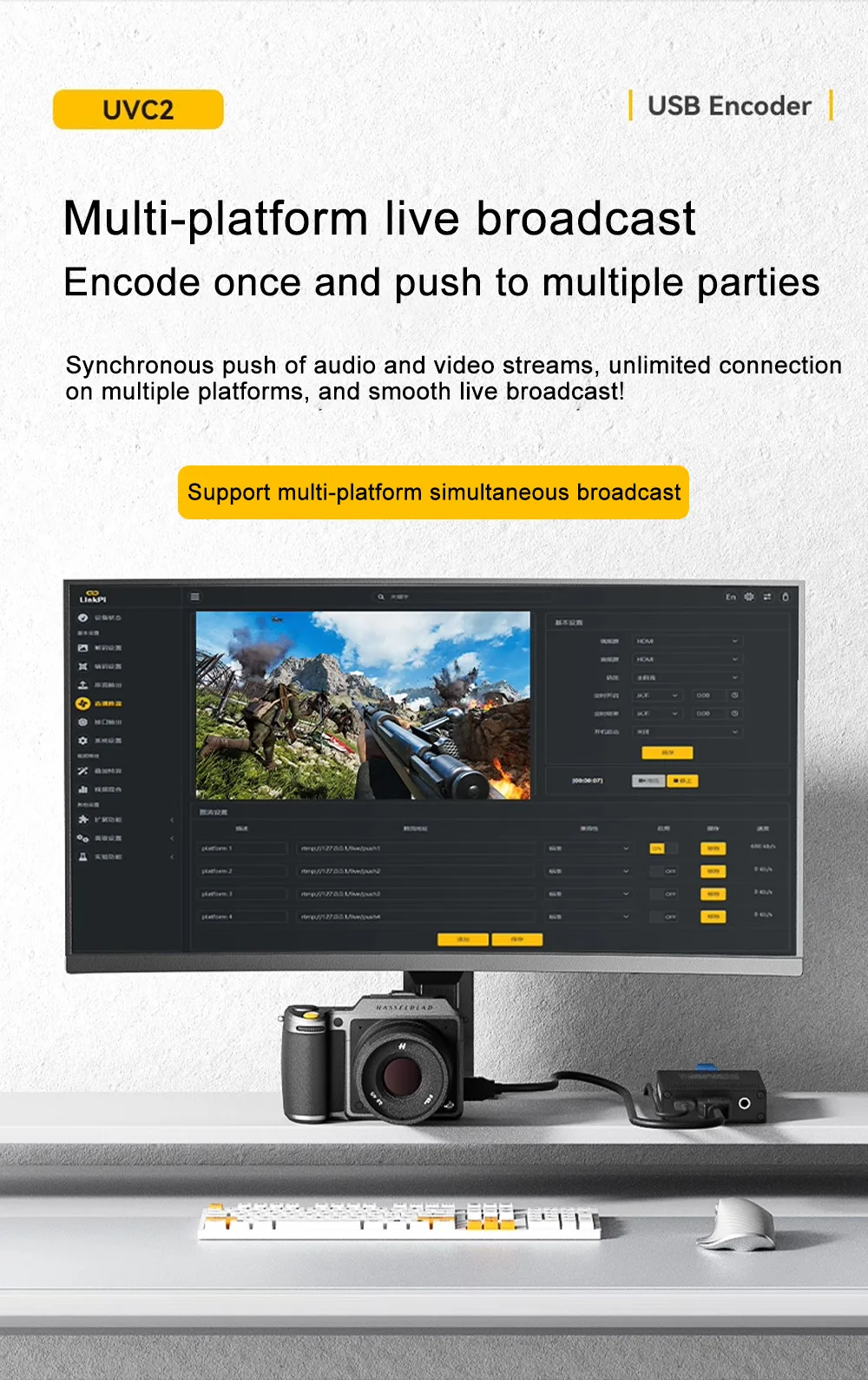 Link Pi UVC2 2-way USB Encoder/Decoder 4K30fps NDI/ SRT H.265 Encoding UVC To HD
