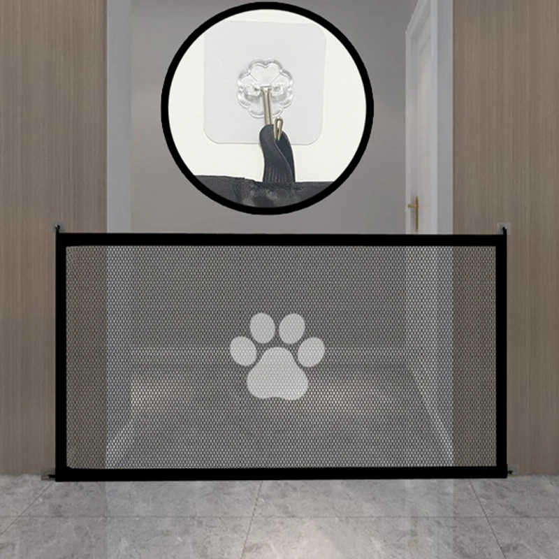 New Folding Breathable Mesh Fence Dog Safety Fence Pet Dog with 4 Pieces Hooks Pet Isolation Network Stair Gate