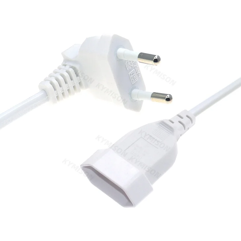 Europea 90 Degree Male Plug To Female Socket Power Extension Cable For PC Computer PDU 0.3m/0.6m/1.8m EU 2Prong Bend Angled Cord - 2