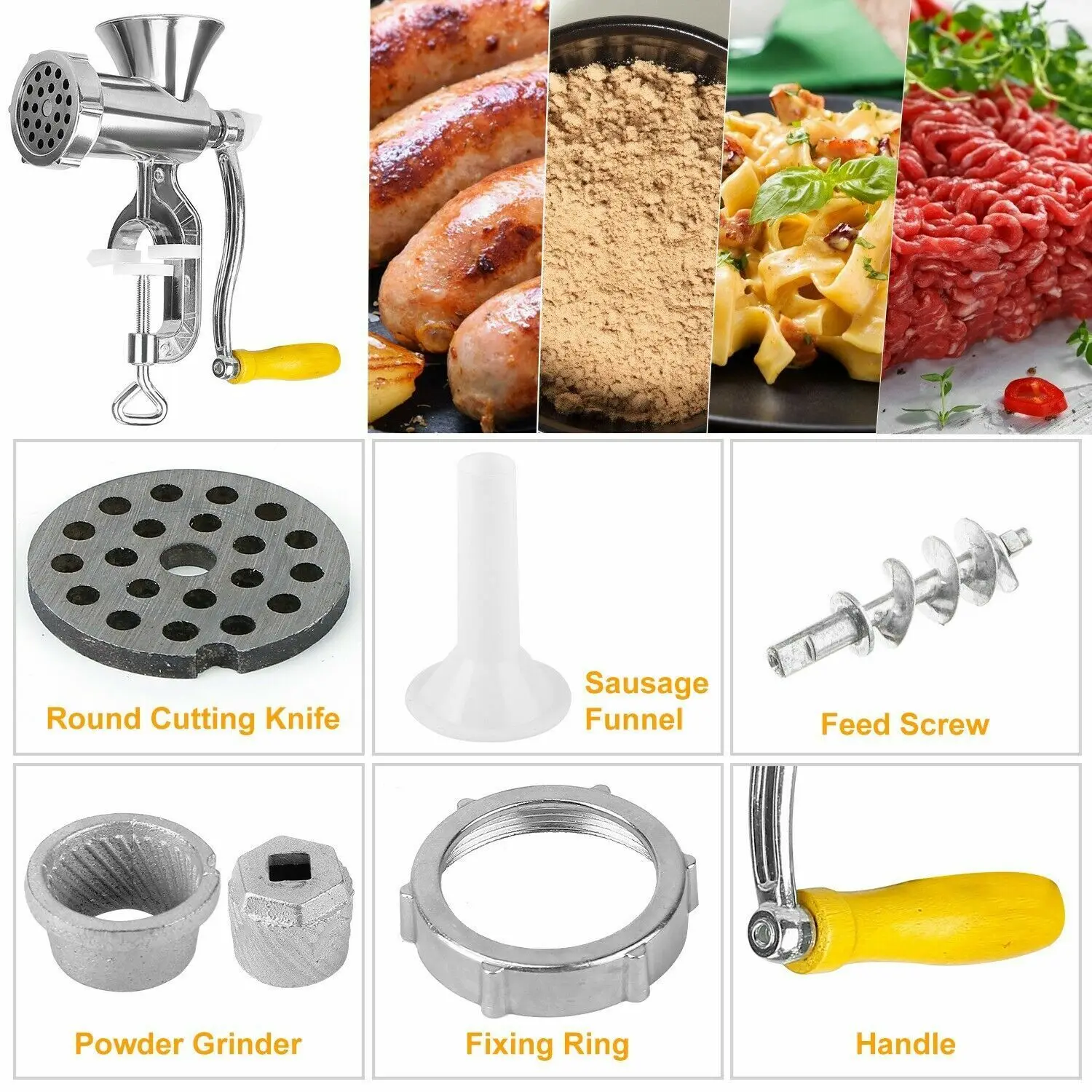 Heavy Duty Manual Meat Grinder Mincer Stuffer Sausage Pasta Filler Maker Machine