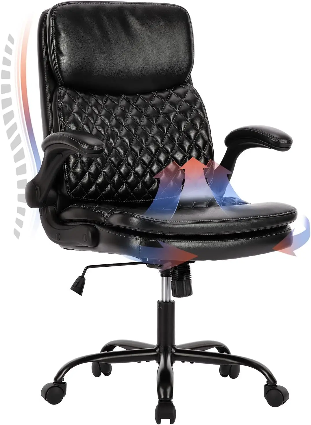 

Office Chair Executive Computer Desk Chair, Ergonomic Home Office Chair with Padded Flip-up Arms, Adjustable Height