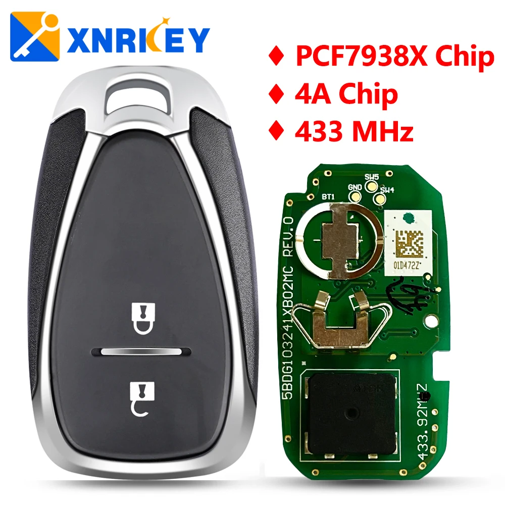 XNRKEY Original Smart Remote Car Key PCF7938X/4A Chip 433Mhz for Chevrolet Camaro Equinox Cruze Malibu Spark Tracker Orland Trax datong world car remote control filp key for chevrolet camaro cruze equinox malibu fcc oht01060512 id46 315 433mhz keyless go