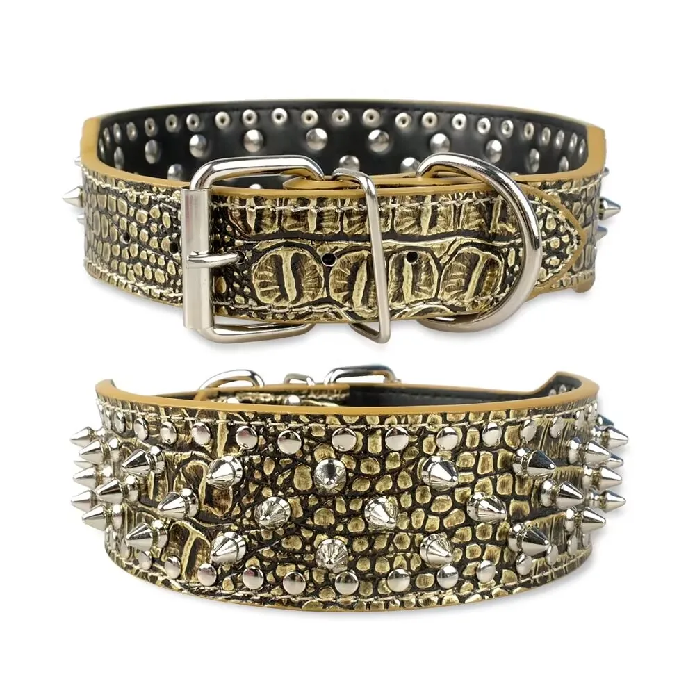 Dog collar spiked studded pet necklace with traction rope for small medium dogs bulldog adjustable anti-bite collar dog collar pet necklace