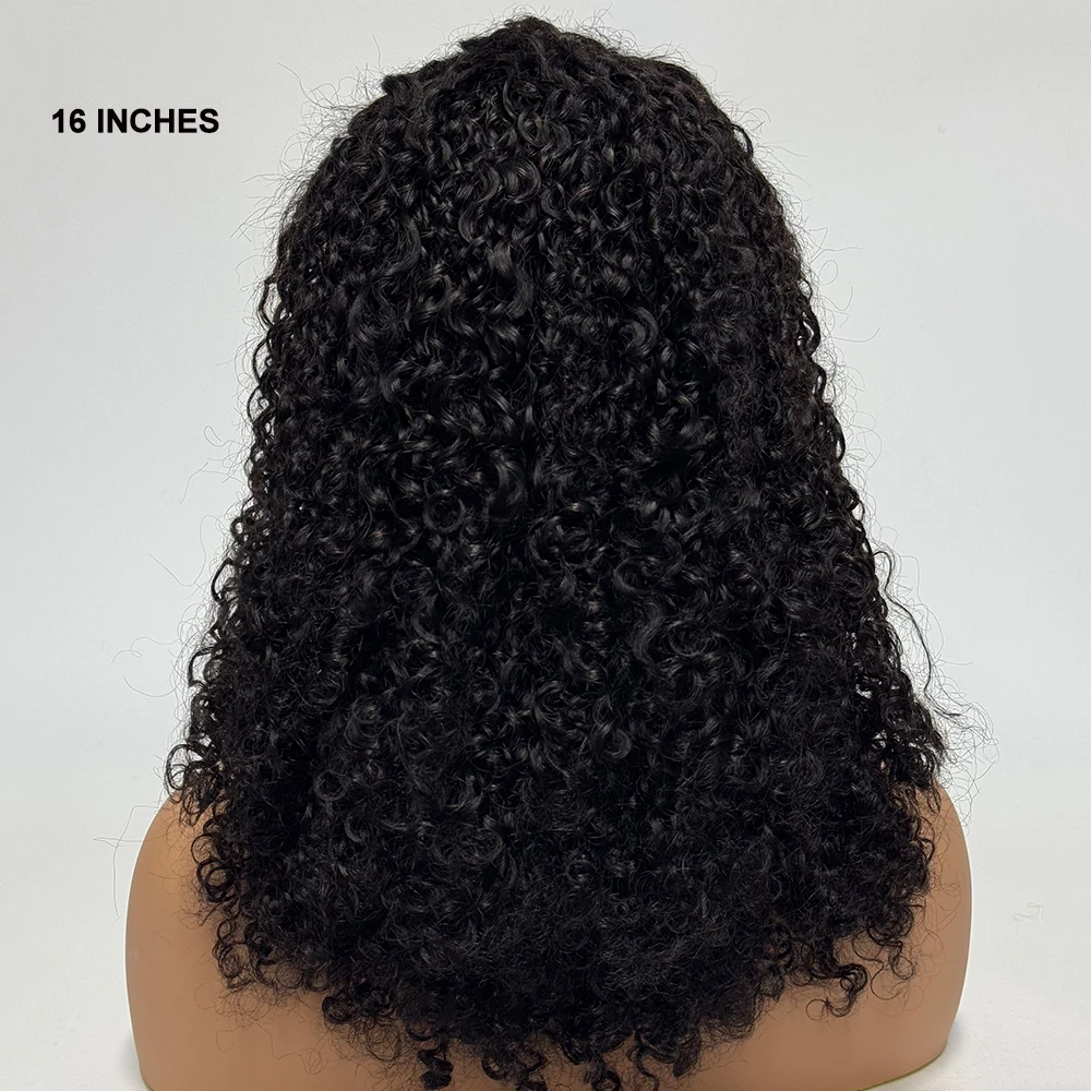 300% Density Pixie Curly Hair Wig Bob Kinky Curly Human Hair Wig 13x4 Transparent Lace Front Wig for Black Women