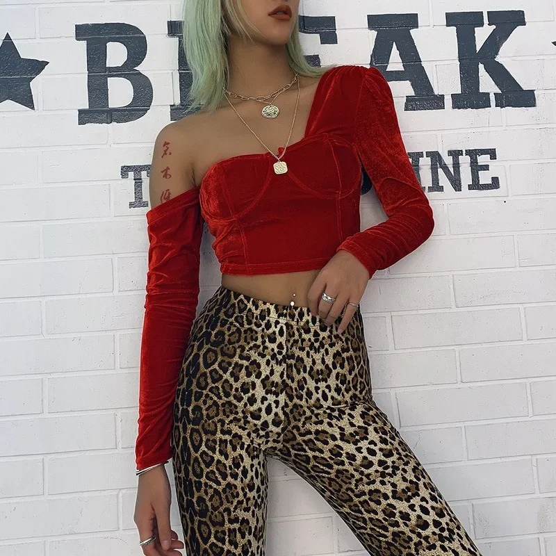 

Hot Sale T-Shirts Women Street Style Sexy Navel Exposed Solid Shirts Women Square Collar Long Sleeve Y2k Women Tops for Elegant