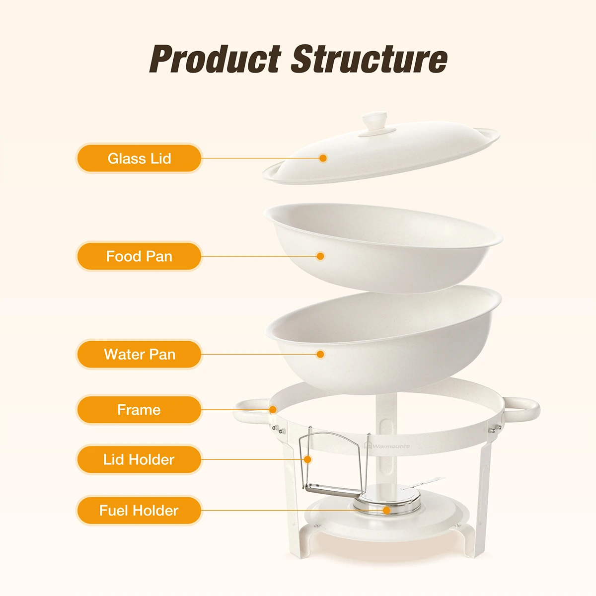 Stainless Steel White Chafing Dish Buffet Set with Lids