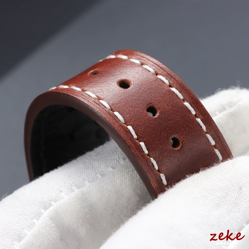 Classic Brown Leather Watch Strap with Pin Buckle – Vintage Oil Wax Finish