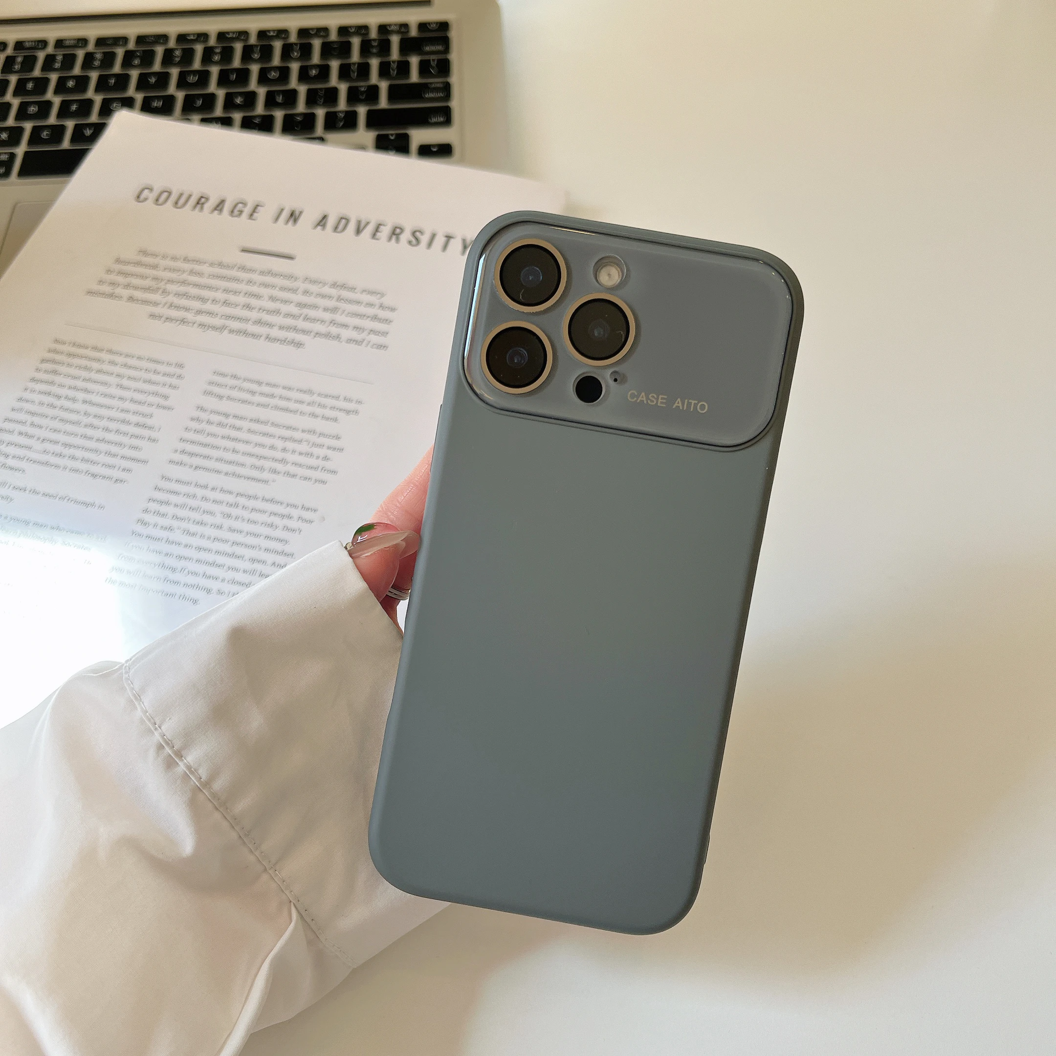 Lens Film Protection Matte Silicone Shockproof Solid Color Case with Large Window