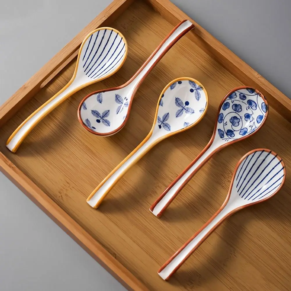 Aazon.co: Asian Soup Spoon Set Of 8 Long Handle Chinese Soup Spoons Ceraic Japanese Raen