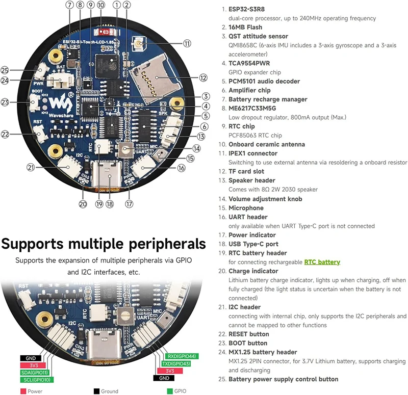 AFBC Esp32-S3 1.43-Inch Round LCD Screen Development Board Amoled Capacitive Touch Screen Supports Wifi Bluetooth - 1420 - View #9