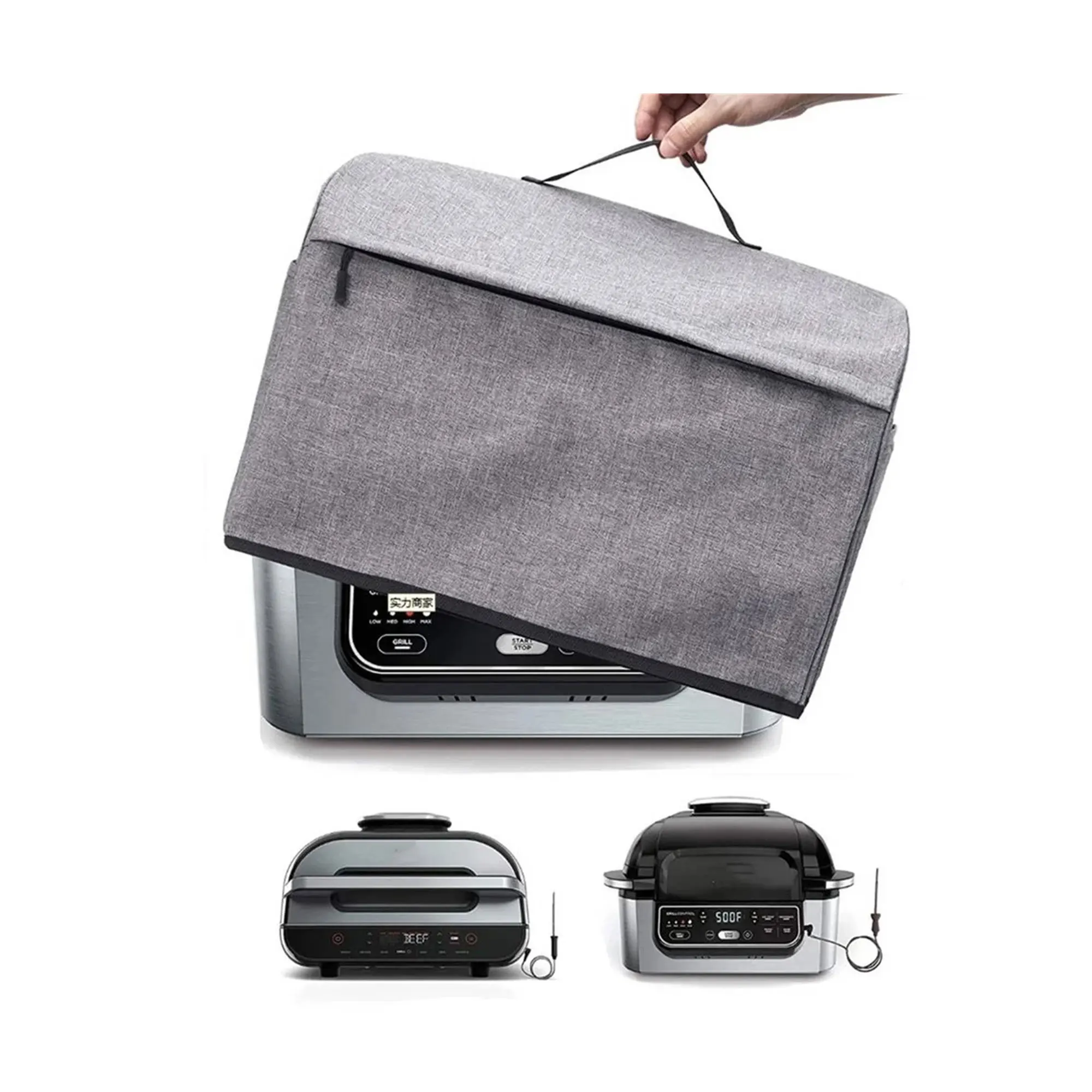 Waterproof Dustproof Oxford Cover with Storage Pockets, Compatible with Ninja Foodi Grill, AG301, AG302, AG400, 600D