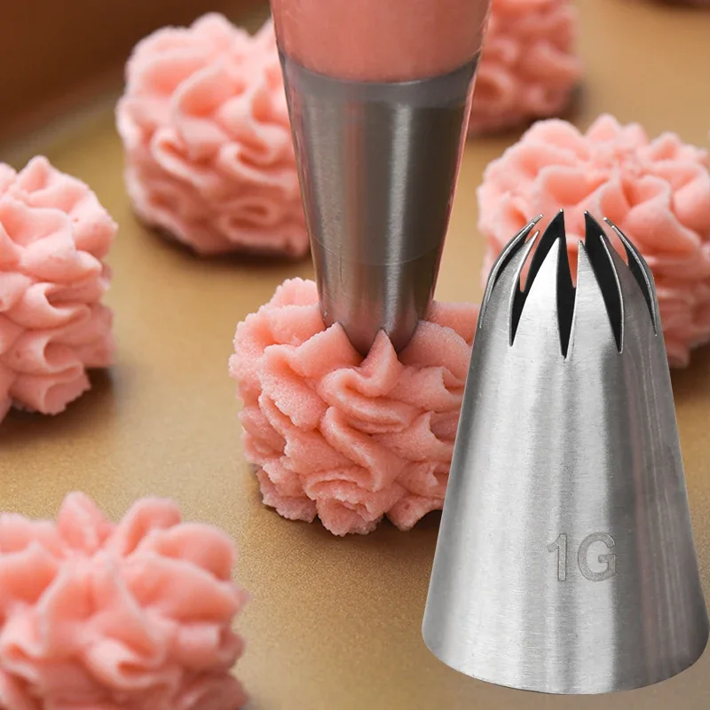 1G#2C#C10 Large Cream Nozzles Rose Flower Icing Piping Nozzle Cherry Blossoms Pastry Tips Cupcake Cookie Confectionery Cake Tool Cake Decorating Tip Set Cake Icing Nozzles Baking Nozzle Set Cake Decorating Nozzle Set Baking Supplies